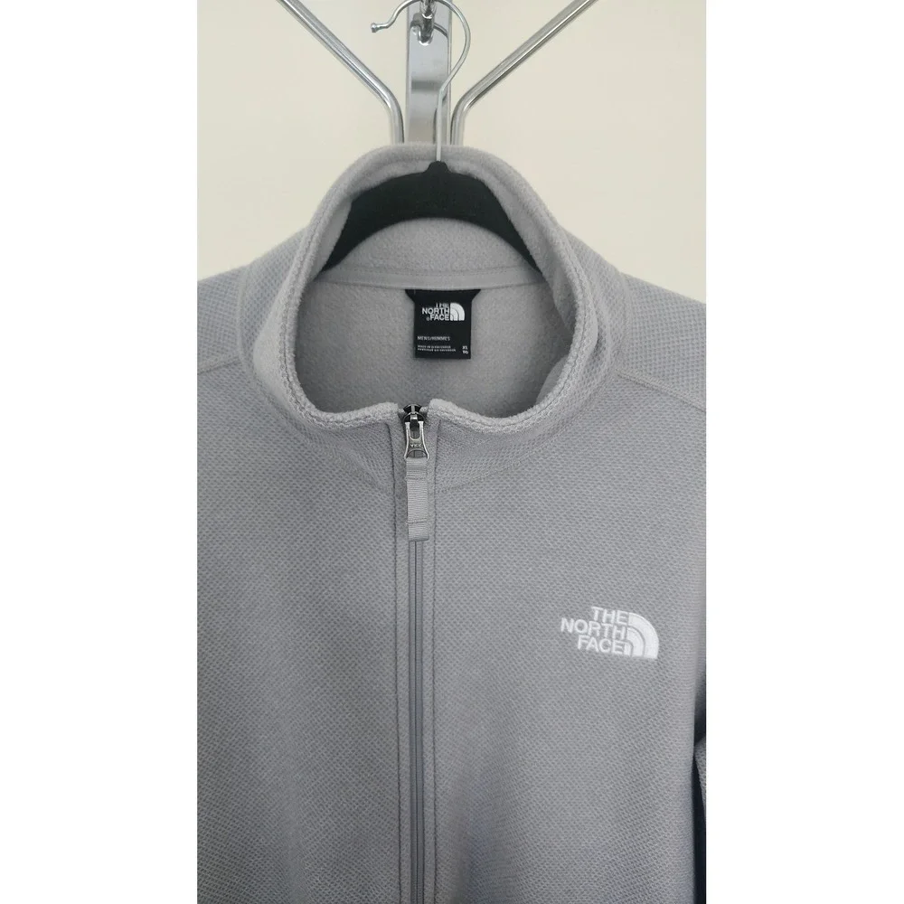 The North Face Mens XL Skyline Full Zip Fleece Jacket Light Grey Textured Mock